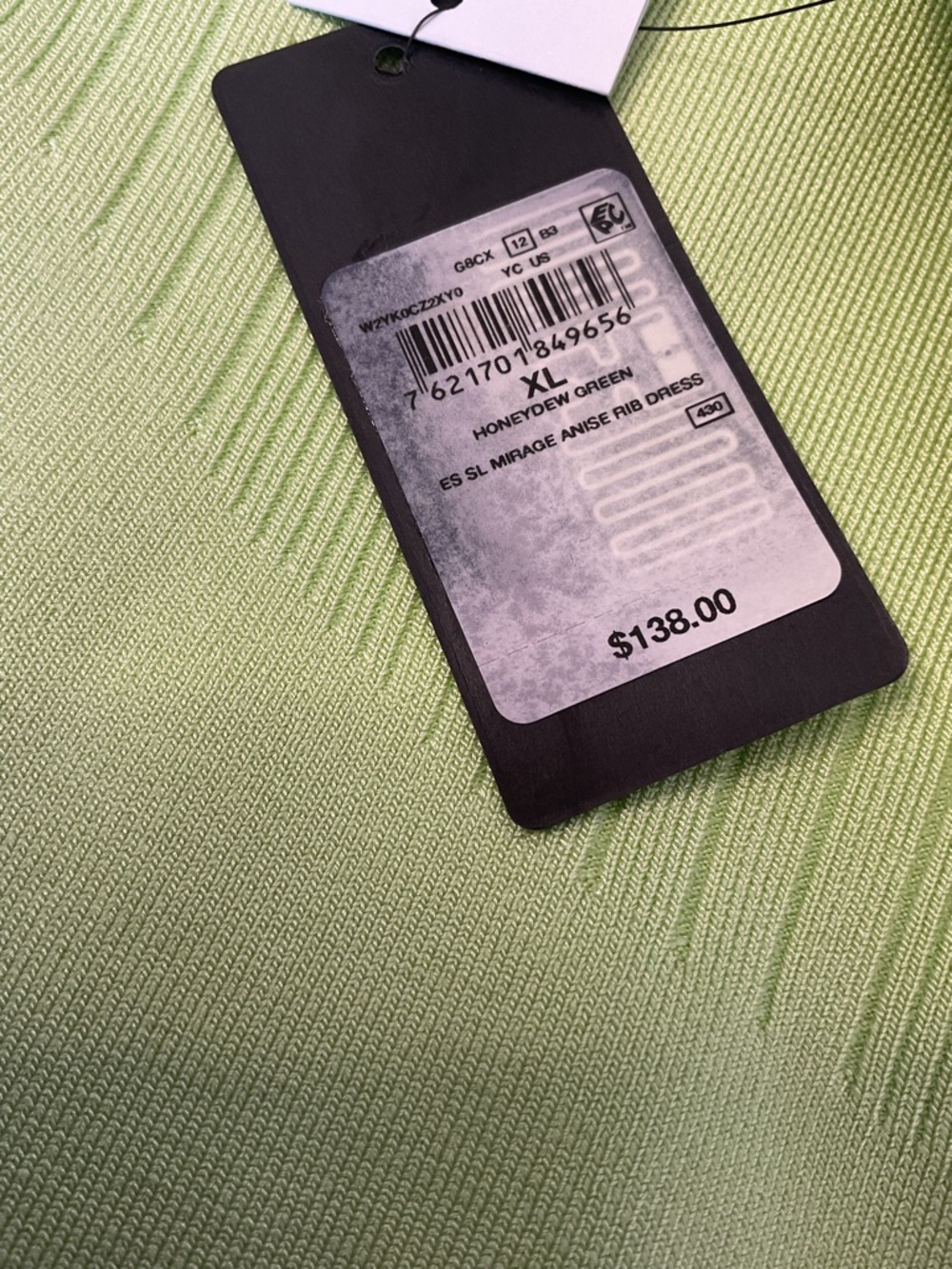 GUESS Lime Green Bodycon Dress XL Ribbed NWT Honeydew Going Out Mini - Picture 7 of 9